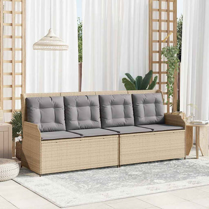 Tuinbankje Verstelbaar Met Kussens Poly Rattan Beige En Grijs
