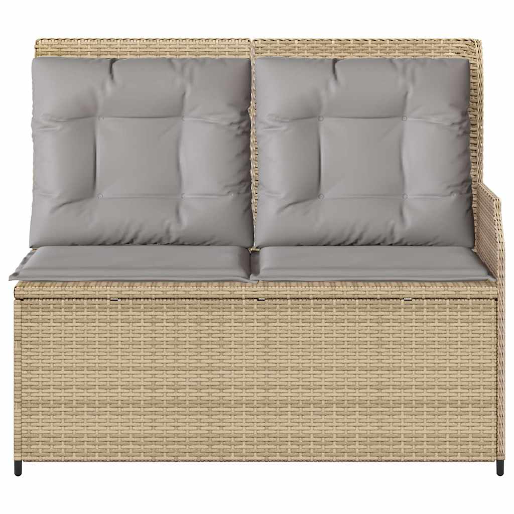 Tuinbankje Verstelbaar Met Kussens Poly Rattan Beige En Grijs