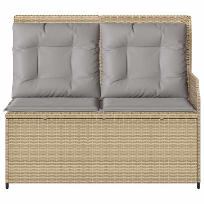 Tuinbankje Verstelbaar Met Kussens Poly Rattan Beige En Grijs