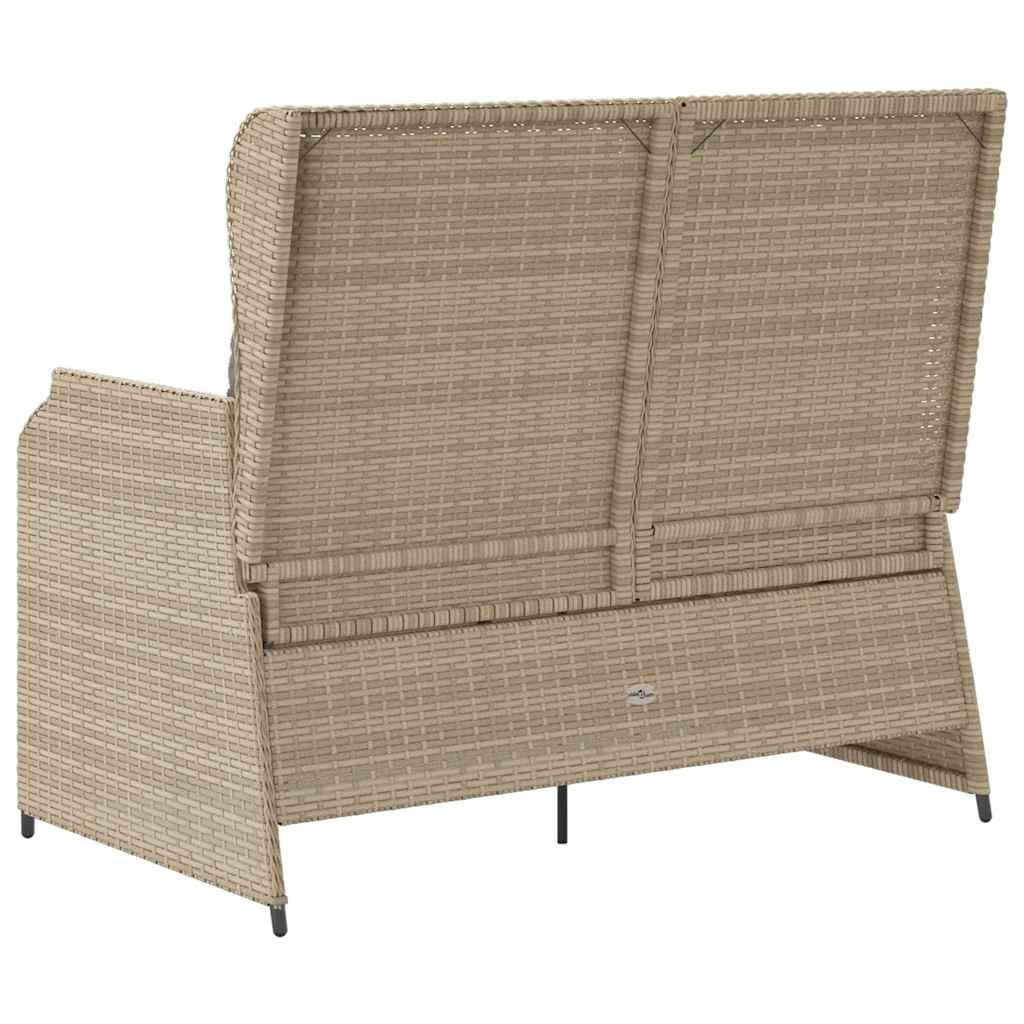 Tuinbankje Verstelbaar Met Kussens Poly Rattan Beige En Grijs