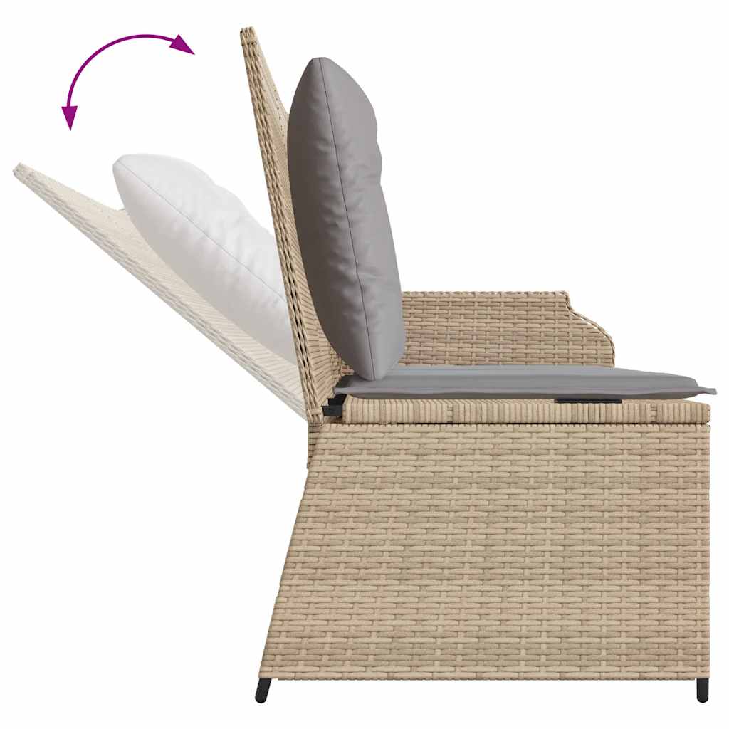 Tuinbankje Verstelbaar Met Kussens Poly Rattan Beige En Grijs
