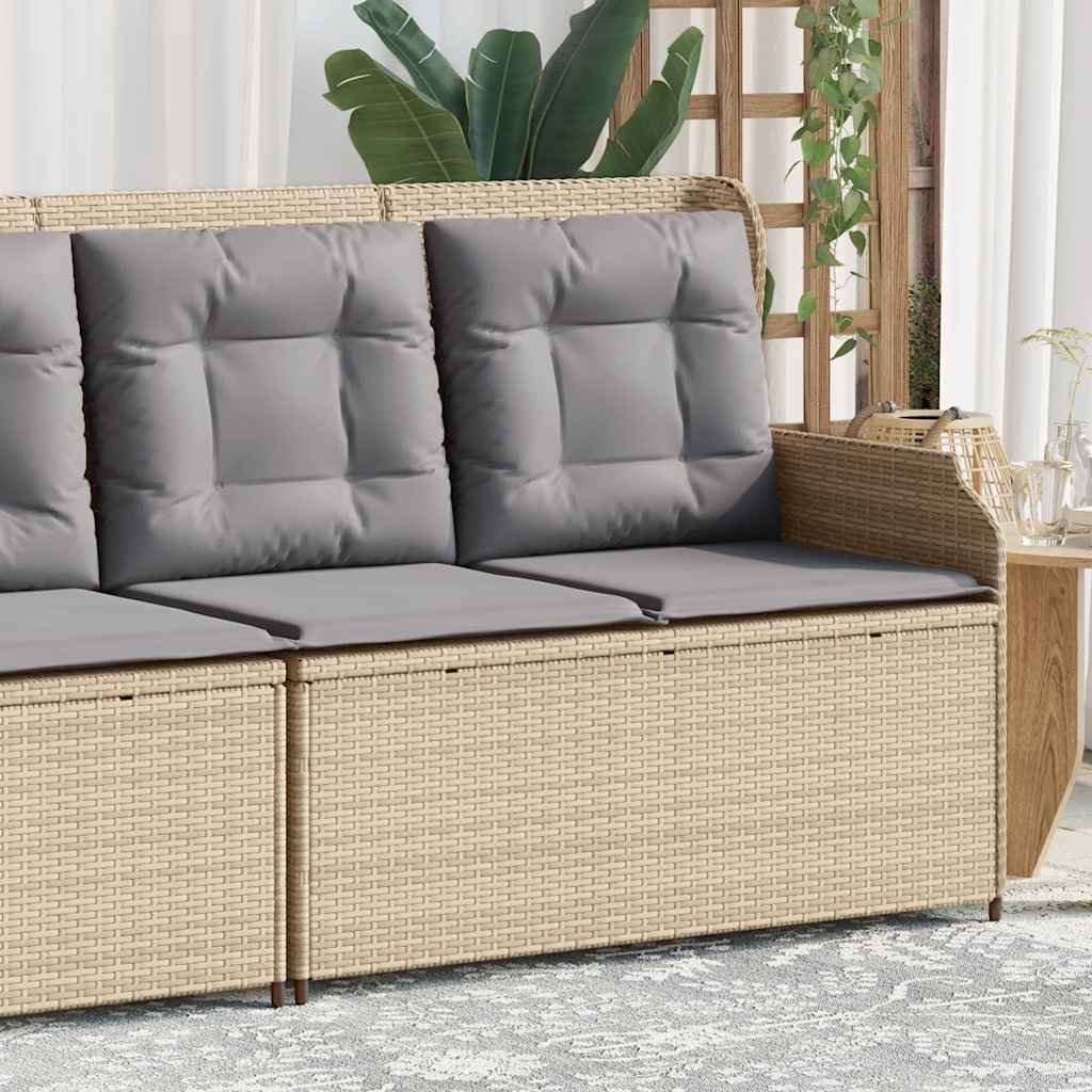 Tuinbankje Verstelbaar Met Kussens Poly Rattan Beige En Grijs