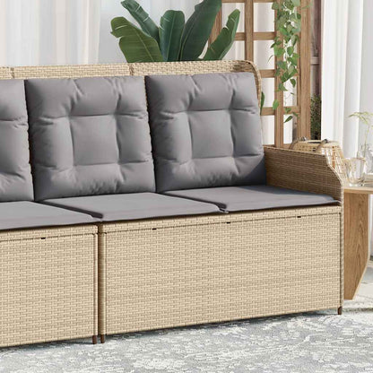 Tuinbankje Verstelbaar Met Kussens Poly Rattan Beige En Grijs