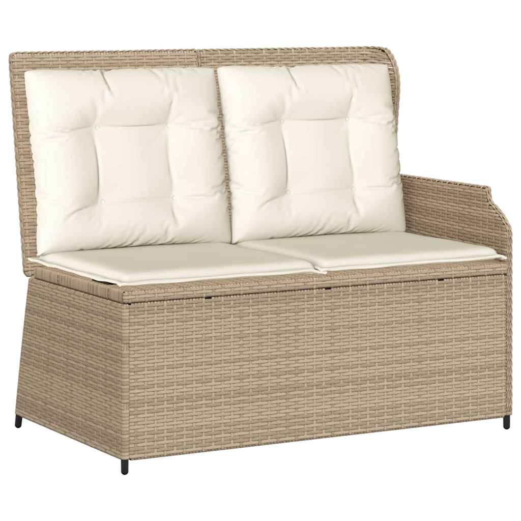 Tuinbankje Verstelbaar Met Kussens Poly Rattan Beige En Crèmekleurig
