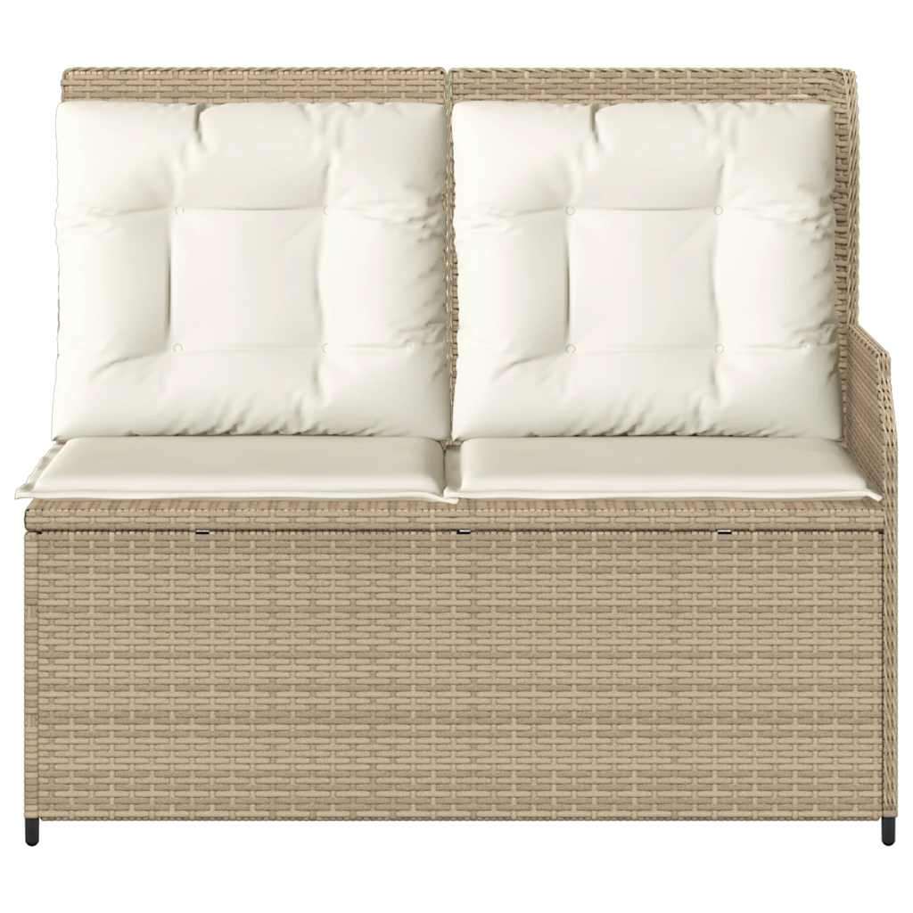 Tuinbankje Verstelbaar Met Kussens Poly Rattan Beige En Crèmekleurig
