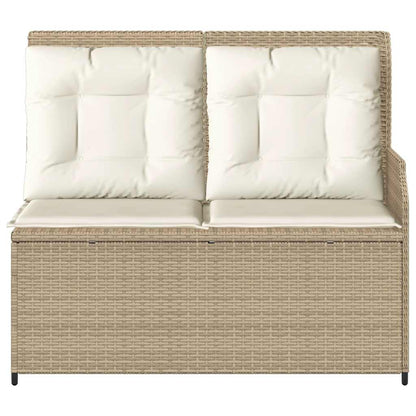 Tuinbankje Verstelbaar Met Kussens Poly Rattan Beige En Crèmekleurig
