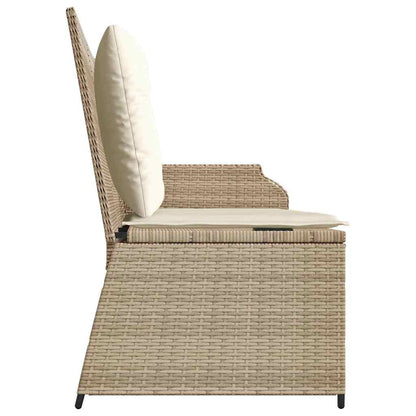 Tuinbankje Verstelbaar Met Kussens Poly Rattan Beige En Crèmekleurig