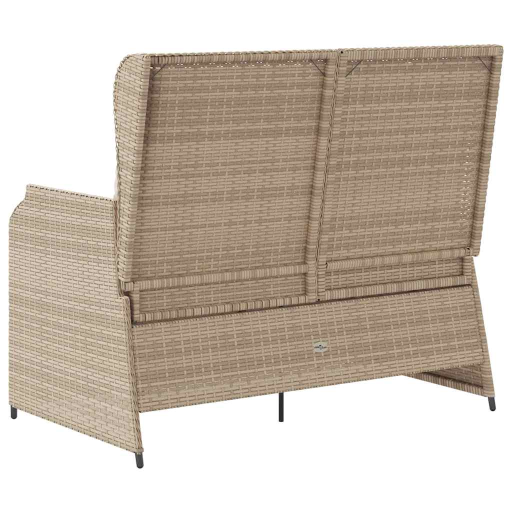 Tuinbankje Verstelbaar Met Kussens Poly Rattan Beige En Crèmekleurig