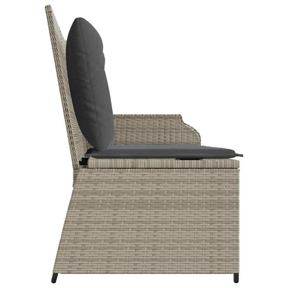 Tuinbankje Verstelbaar Met Kussens Poly Rattan Lichtgrijs