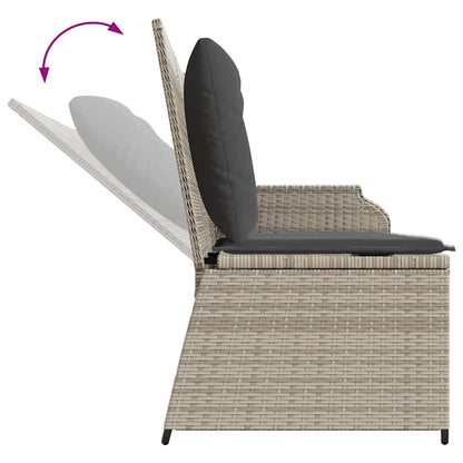 Tuinbankje Verstelbaar Met Kussens Poly Rattan Lichtgrijs