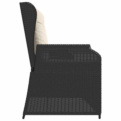 Tuinbankje Verstelbaar Met Kussens Poly Rattan Zwart