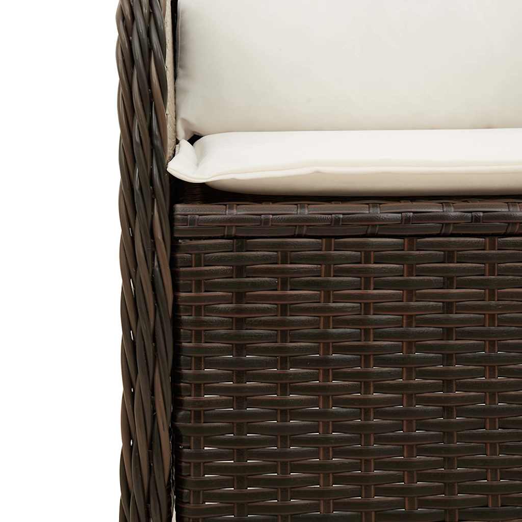 Tuinbankje Verstelbaar Met Kussens Poly Rattan Bruin
