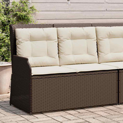 Tuinbankje Verstelbaar Met Kussens Poly Rattan Bruin
