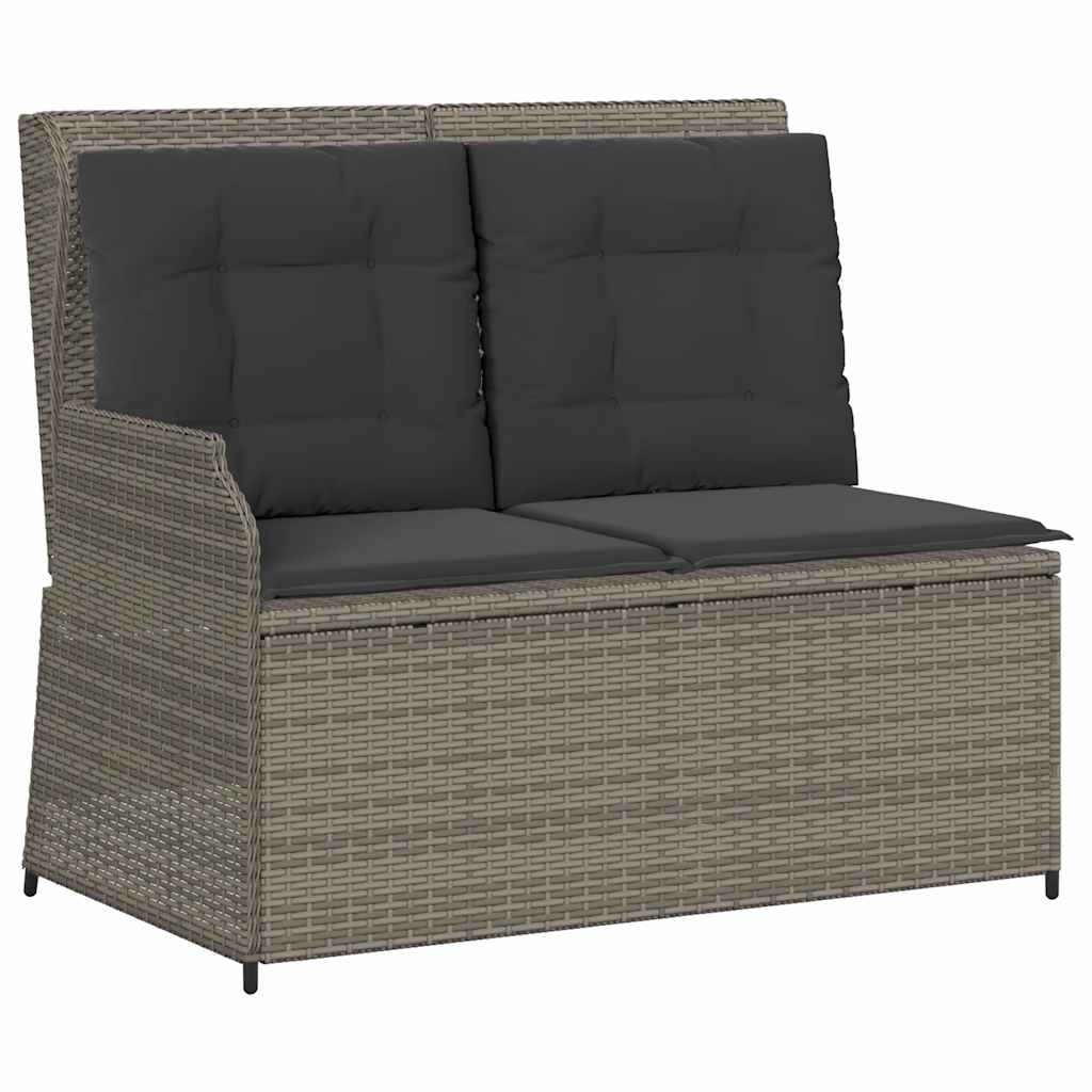 Tuinbankje Verstelbaar Met Kussens Poly Rattan Grijs