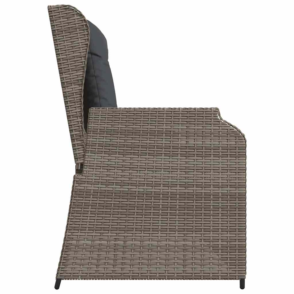Tuinbankje Verstelbaar Met Kussens Poly Rattan Grijs