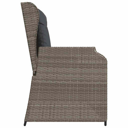 Tuinbankje Verstelbaar Met Kussens Poly Rattan Grijs
