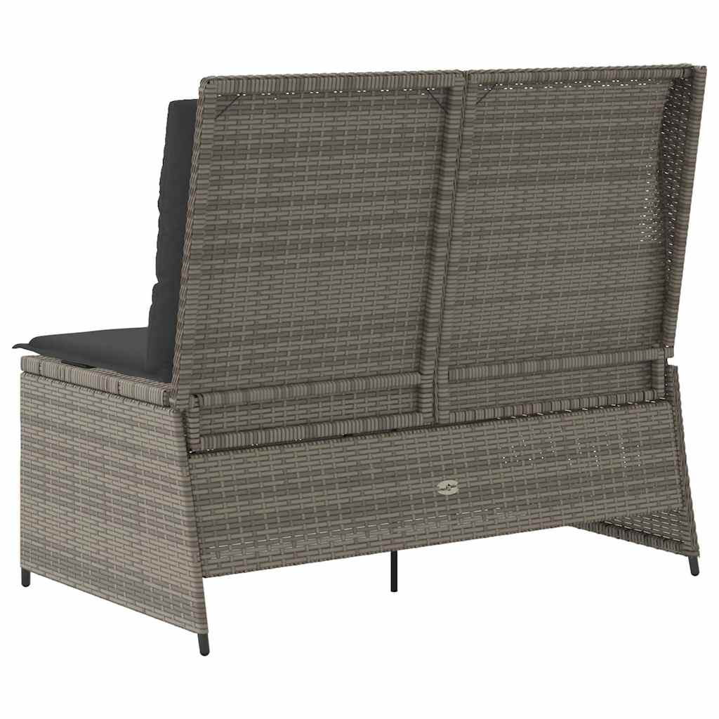 Tuinbankje Verstelbaar Met Kussens Poly Rattan Grijs