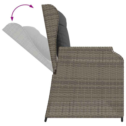 Tuinbankje Verstelbaar Met Kussens Poly Rattan Grijs