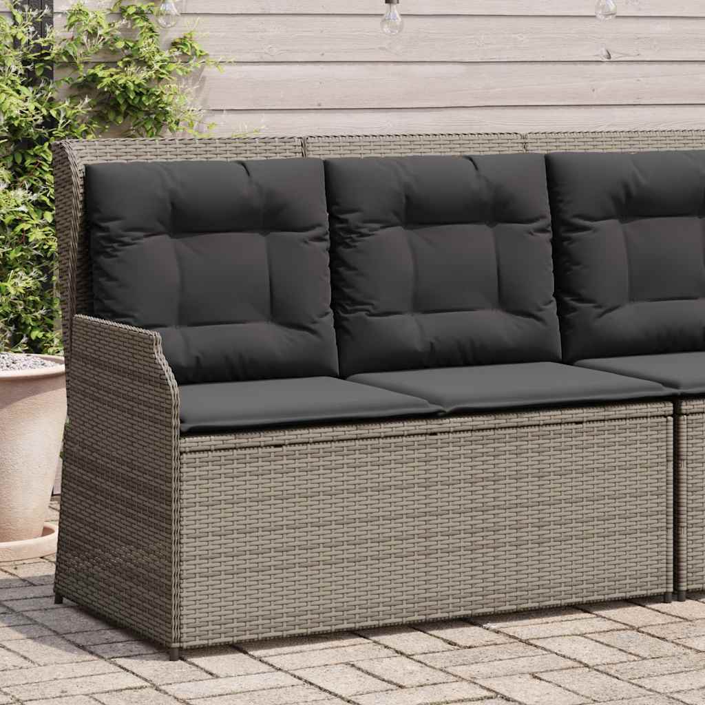 Tuinbankje Verstelbaar Met Kussens Poly Rattan Grijs