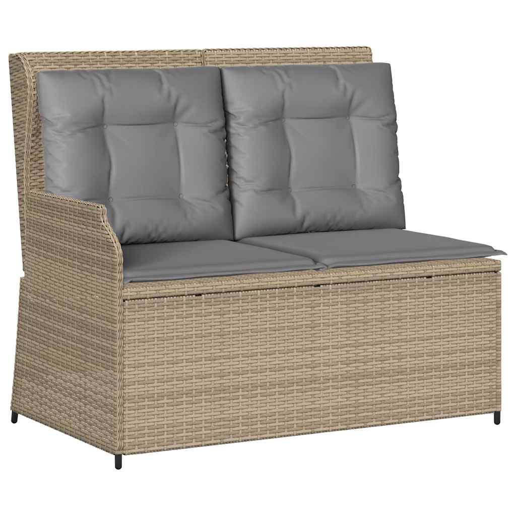 Tuinbankje Verstelbaar Met Kussens Poly Rattan Beige En Grijs