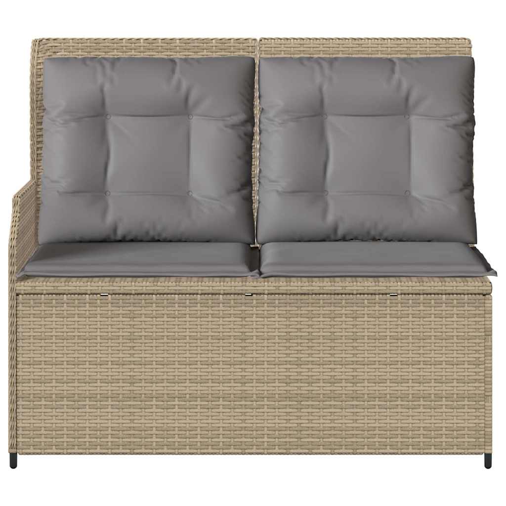 Tuinbankje Verstelbaar Met Kussens Poly Rattan Beige En Grijs