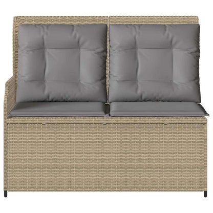 Tuinbankje Verstelbaar Met Kussens Poly Rattan Beige En Grijs