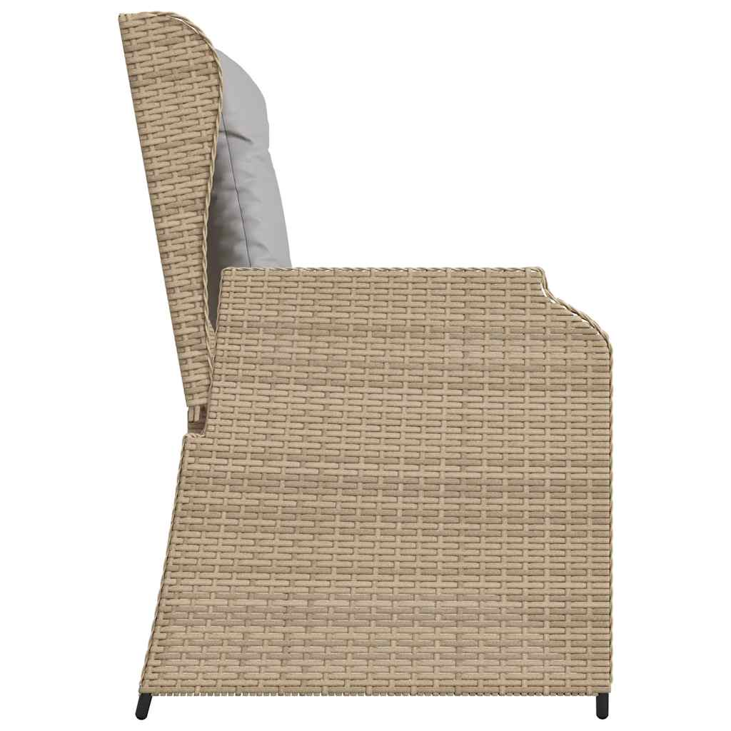 Tuinbankje Verstelbaar Met Kussens Poly Rattan Beige En Grijs