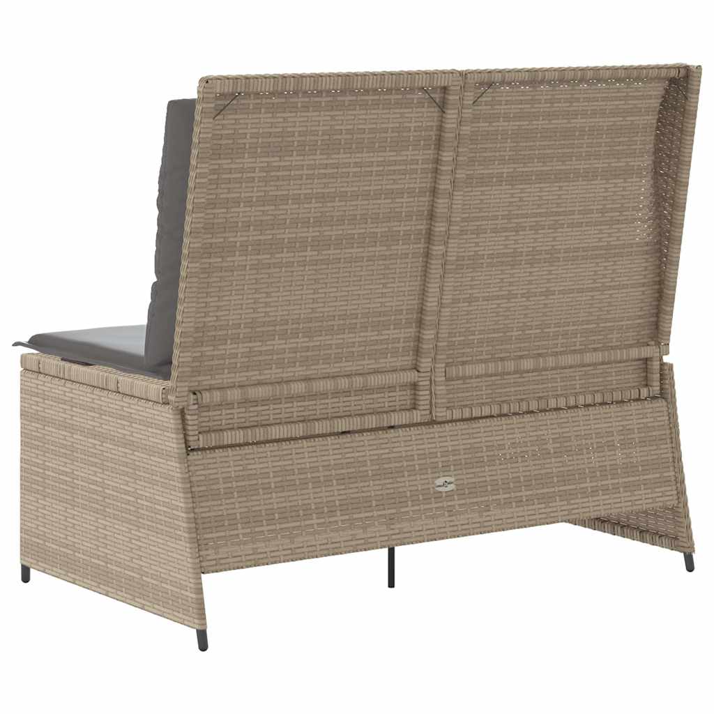 Tuinbankje Verstelbaar Met Kussens Poly Rattan Beige En Grijs