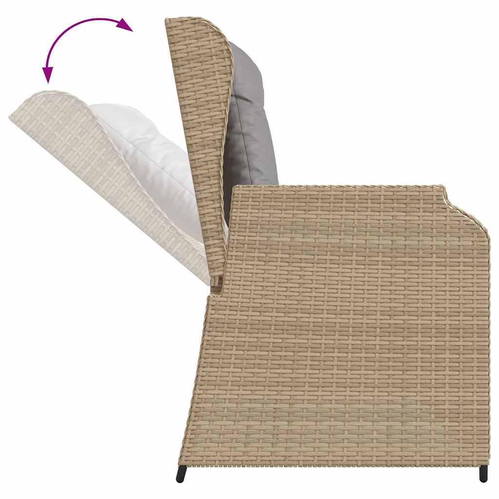 Tuinbankje Verstelbaar Met Kussens Poly Rattan Beige En Grijs