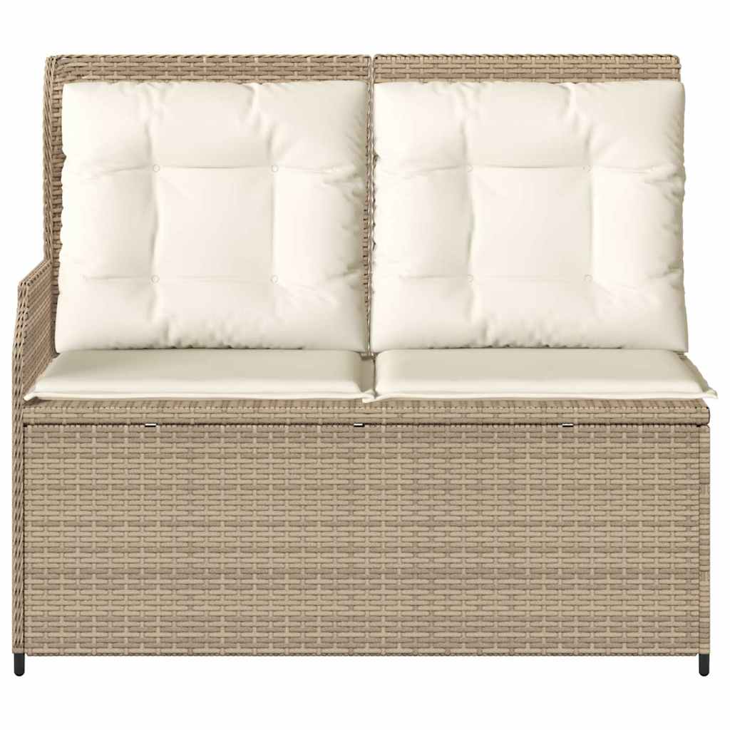 Tuinbankje Verstelbaar Met Kussens Poly Rattan Beige En Crèmekleurig