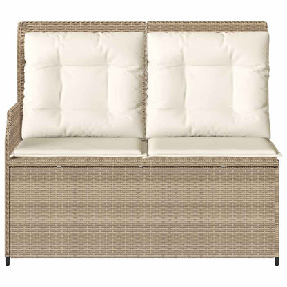 Tuinbankje Verstelbaar Met Kussens Poly Rattan Beige En Crèmekleurig