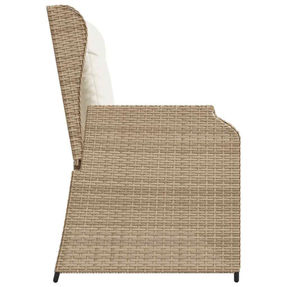 Tuinbankje Verstelbaar Met Kussens Poly Rattan Beige En Crèmekleurig