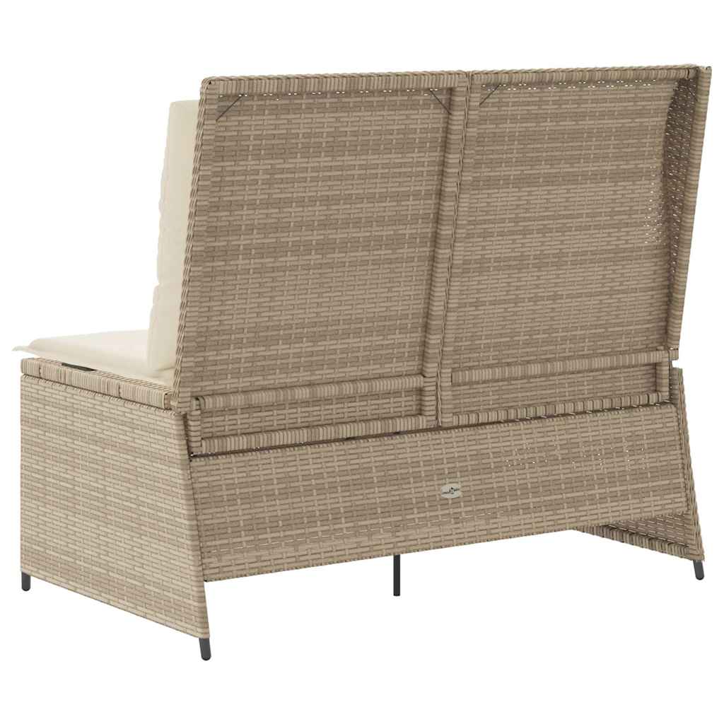 Tuinbankje Verstelbaar Met Kussens Poly Rattan Beige En Crèmekleurig