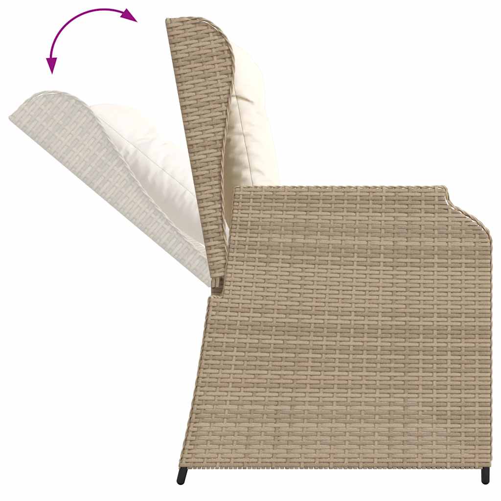Tuinbankje Verstelbaar Met Kussens Poly Rattan Beige En Crèmekleurig