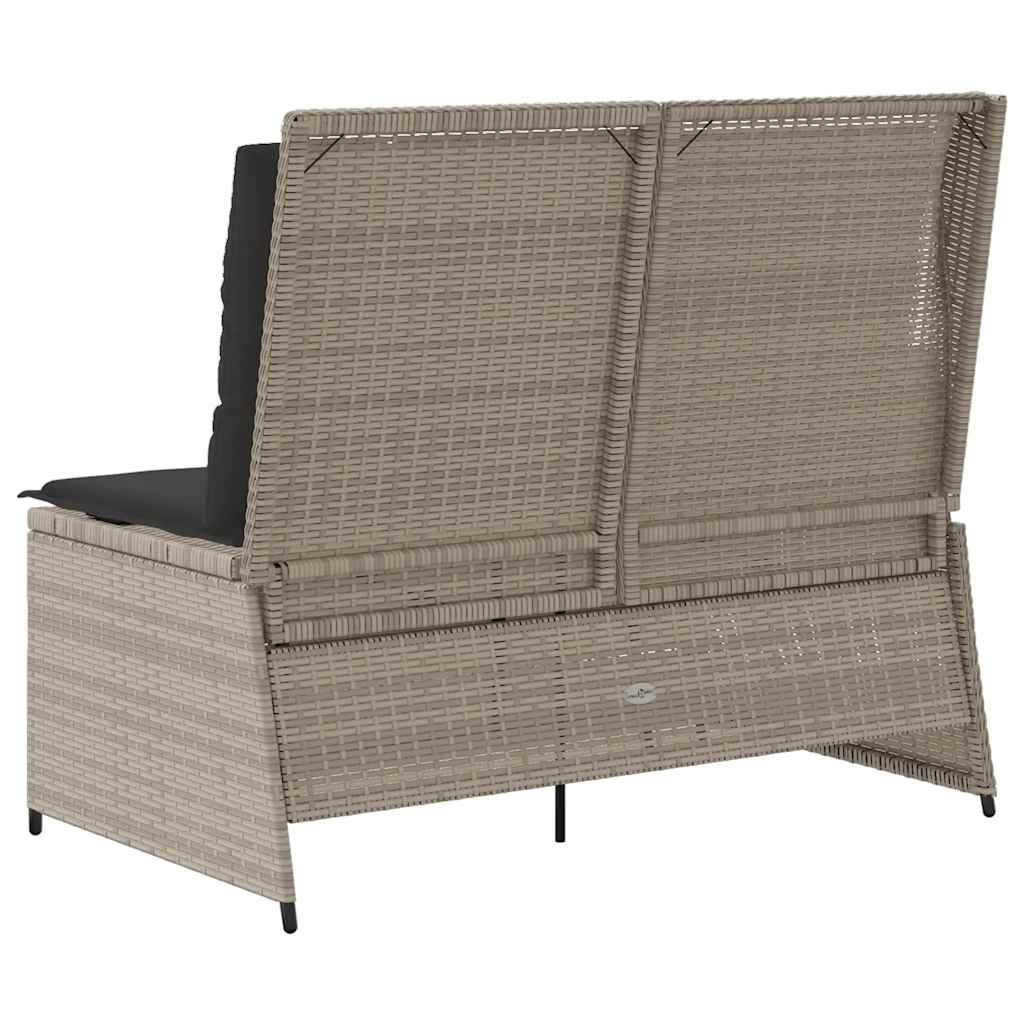 Tuinbankje Verstelbaar Met Kussens Poly Rattan Lichtgrijs
