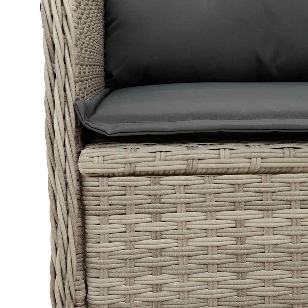 Tuinbankje Verstelbaar Met Kussens Poly Rattan Lichtgrijs
