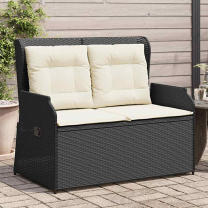 Tuinbankje Verstelbaar Met Kussens Poly Rattan Zwart