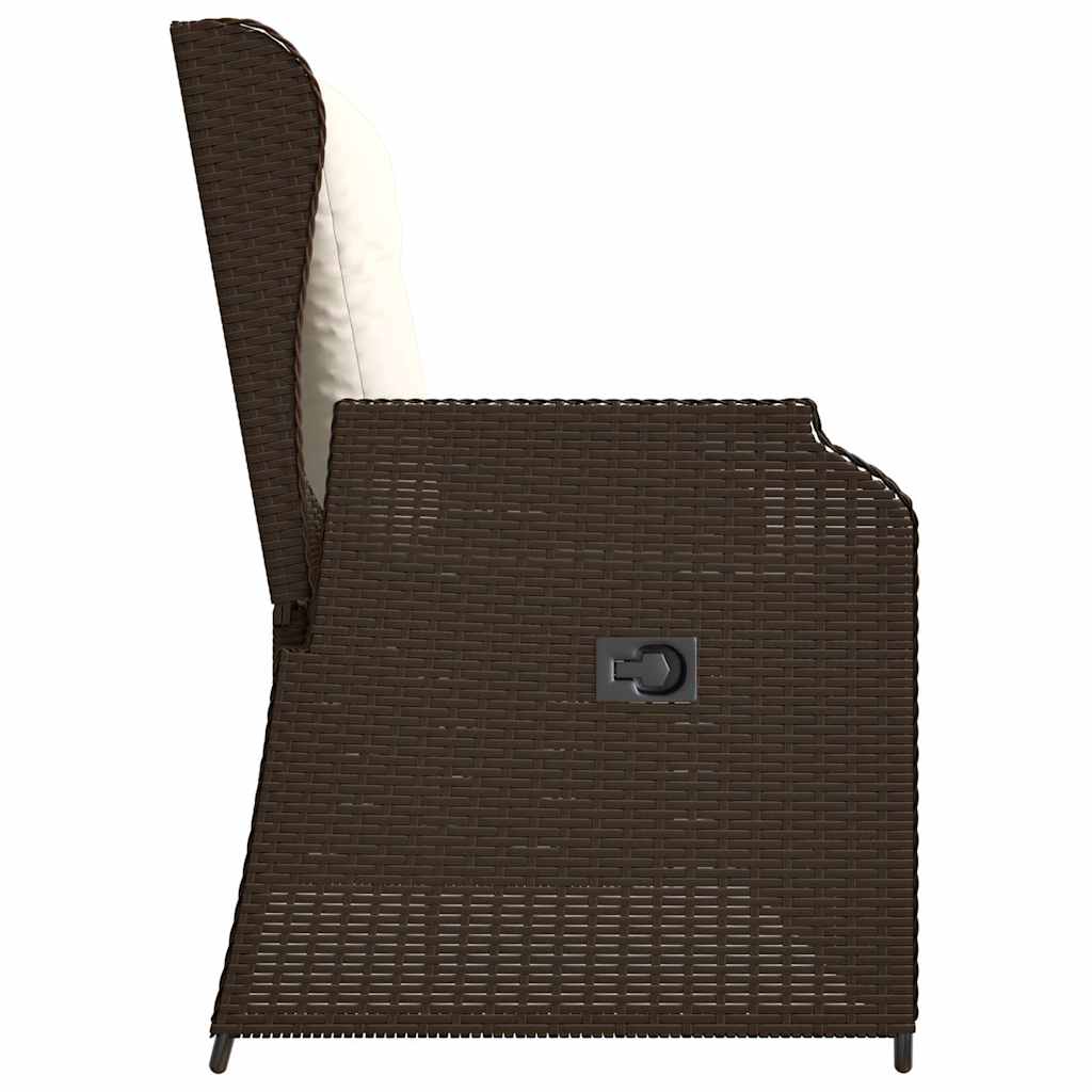Tuinbankje Verstelbaar Met Kussens Poly Rattan Bruin