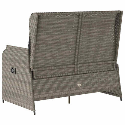 Tuinbankje Verstelbaar Met Kussens Poly Rattan Grijs