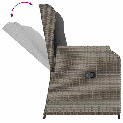 Tuinbankje Verstelbaar Met Kussens Poly Rattan Grijs