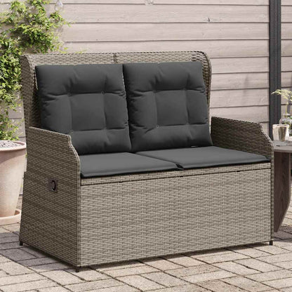 Tuinbankje Verstelbaar Met Kussens Poly Rattan Grijs