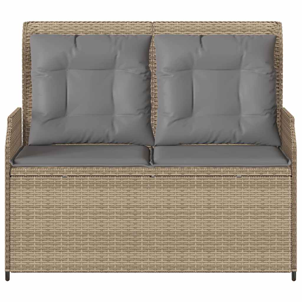 Tuinbankje Verstelbaar Met Kussens Poly Rattan Beige En Grijs