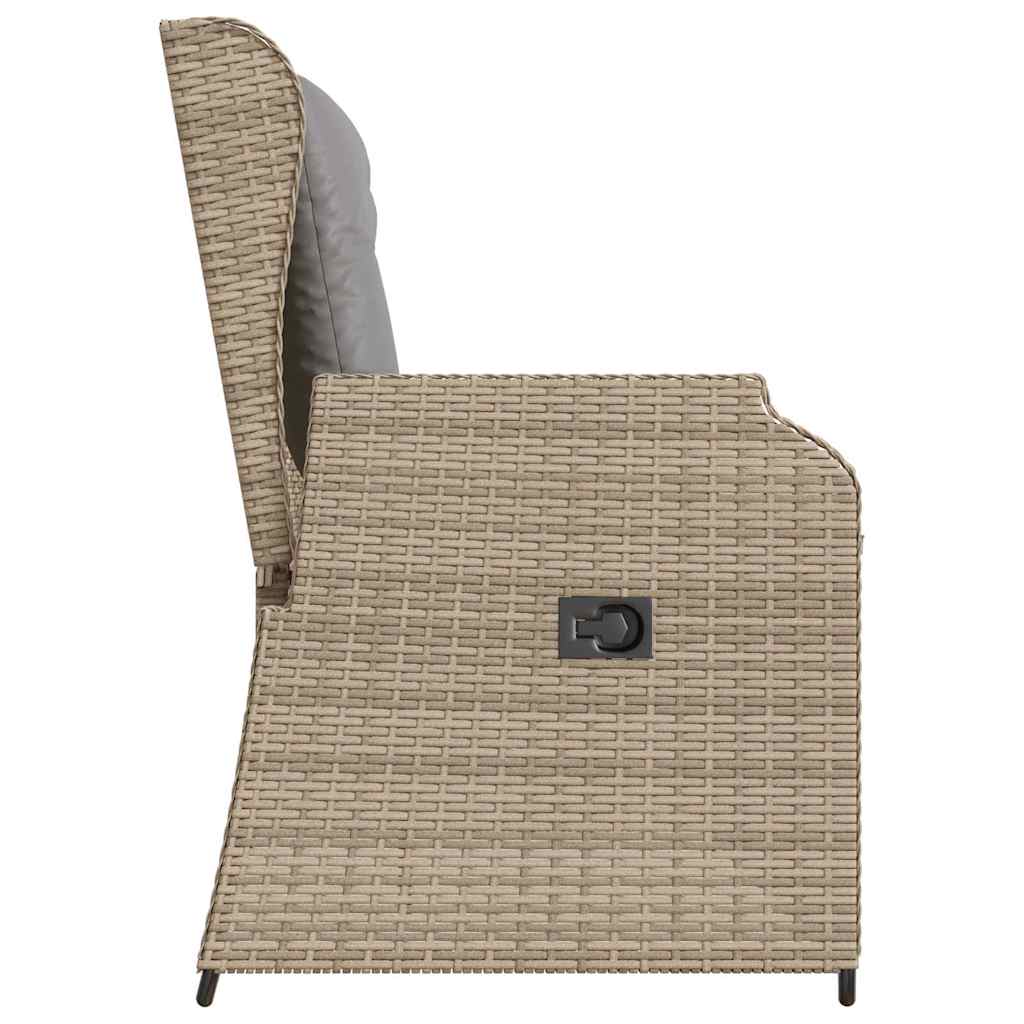 Tuinbankje Verstelbaar Met Kussens Poly Rattan Beige En Grijs