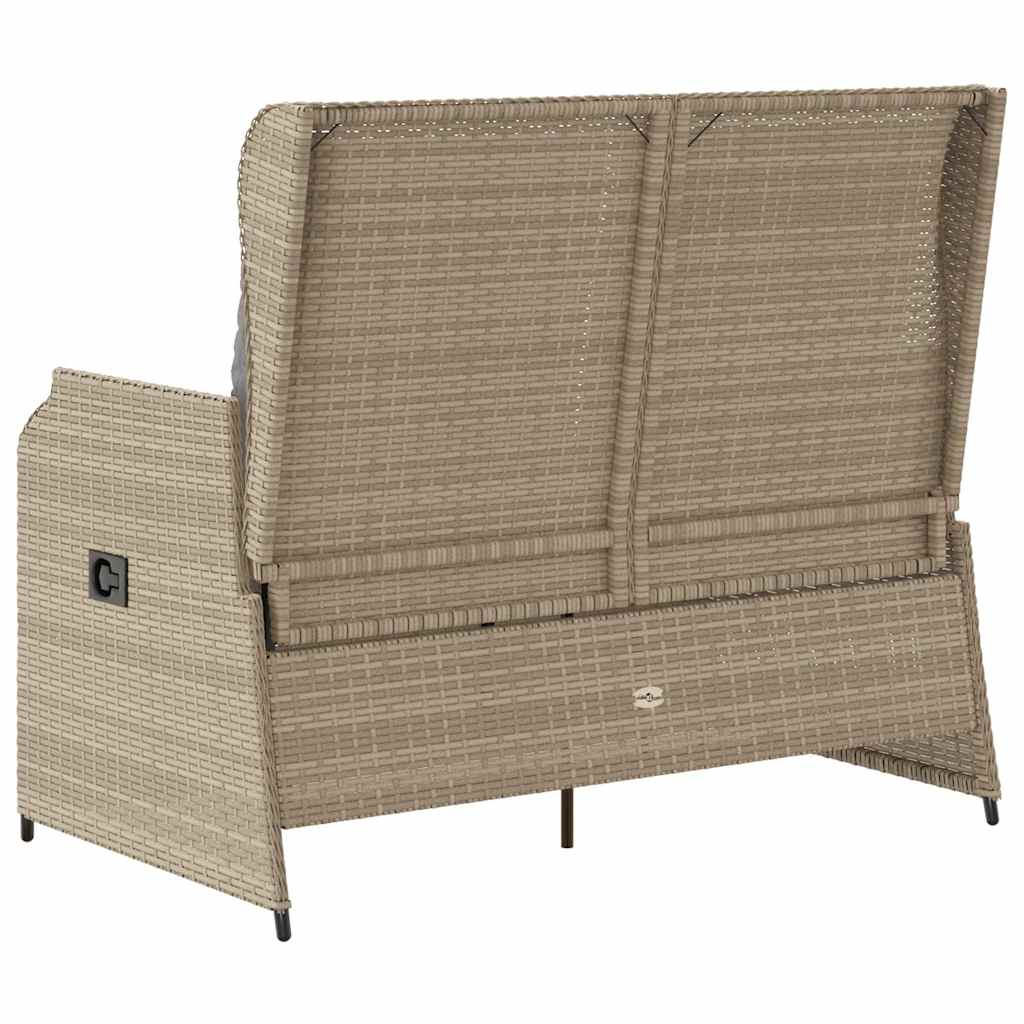 Tuinbankje Verstelbaar Met Kussens Poly Rattan Beige En Grijs