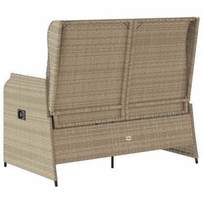 Tuinbankje Verstelbaar Met Kussens Poly Rattan Beige En Grijs