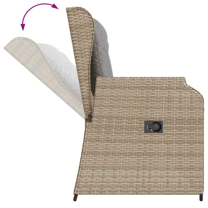 Tuinbankje Verstelbaar Met Kussens Poly Rattan Beige En Grijs
