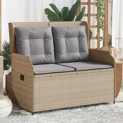 Tuinbankje Verstelbaar Met Kussens Poly Rattan Beige En Grijs