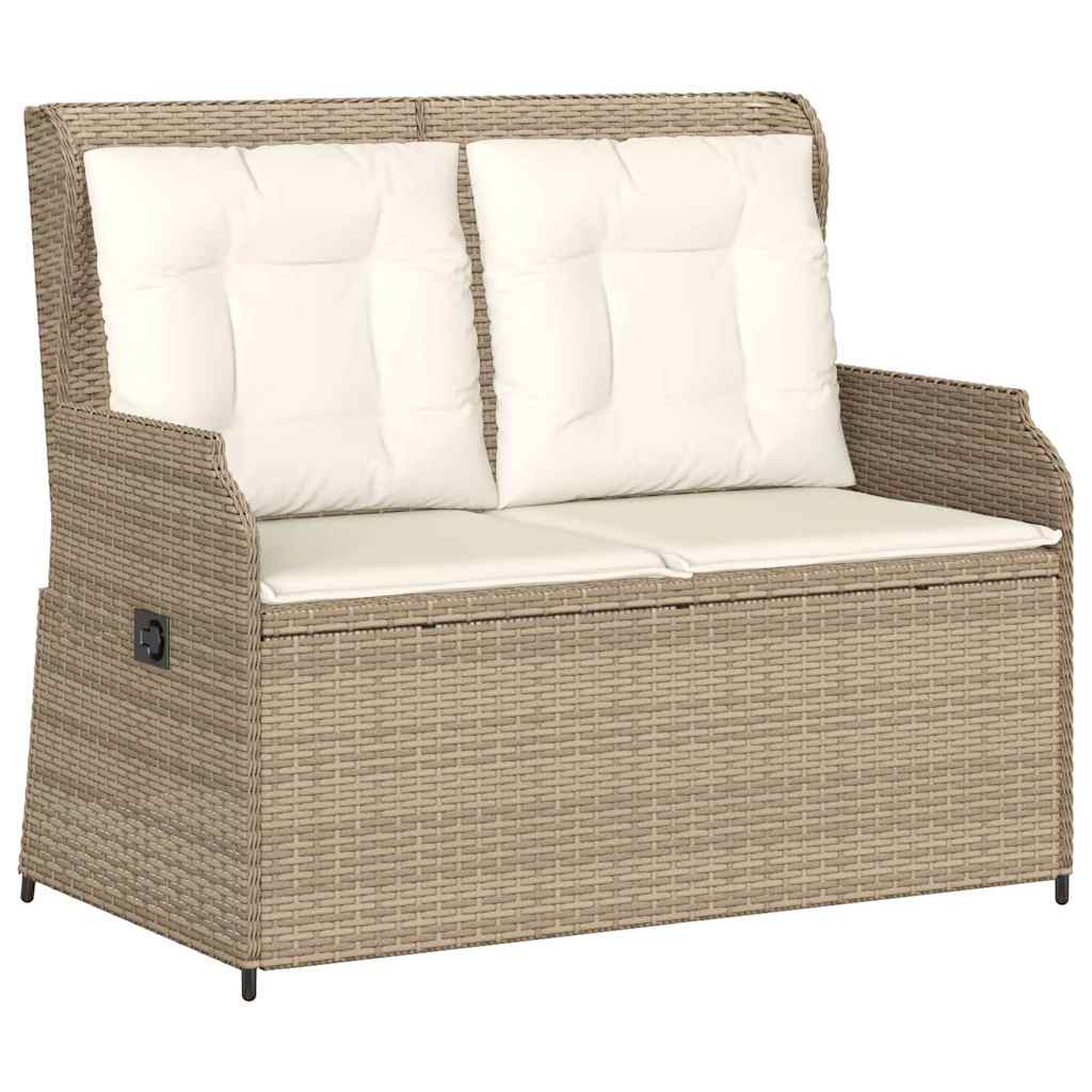 Tuinbankje Verstelbaar Met Kussens Poly Rattan Beige En Crèmekleurig