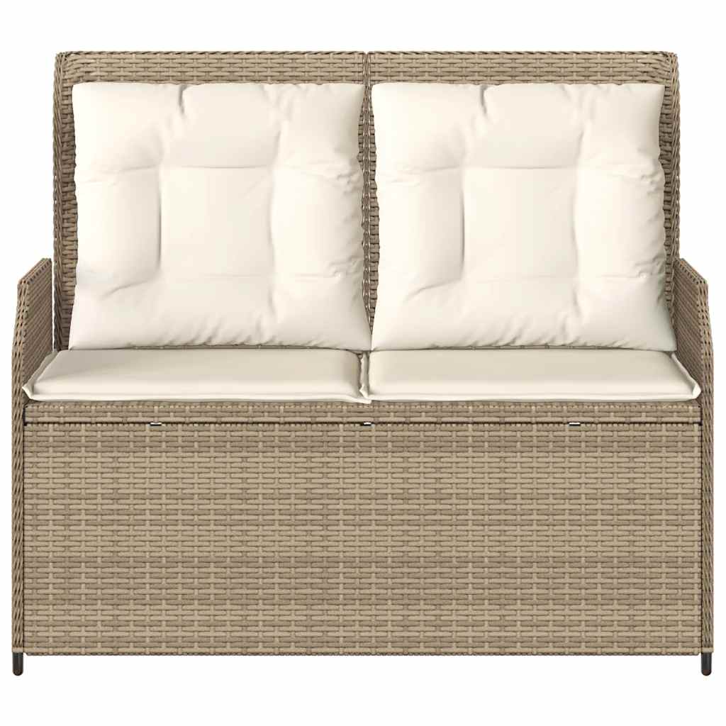 Tuinbankje Verstelbaar Met Kussens Poly Rattan Beige En Crèmekleurig