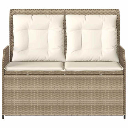 Tuinbankje Verstelbaar Met Kussens Poly Rattan Beige En Crèmekleurig